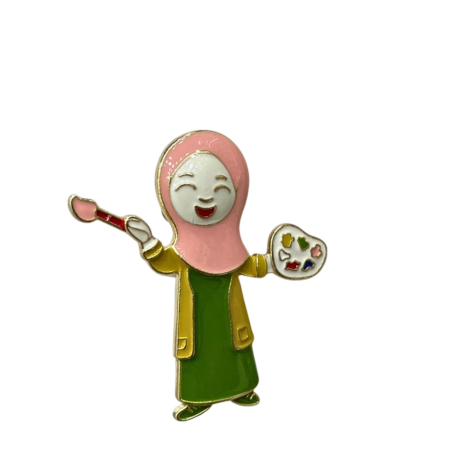 Türbanlı Resim Öğretmeni Broş